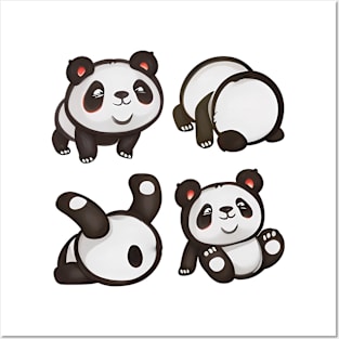 Cute Panda Bear Rolling Posters and Art